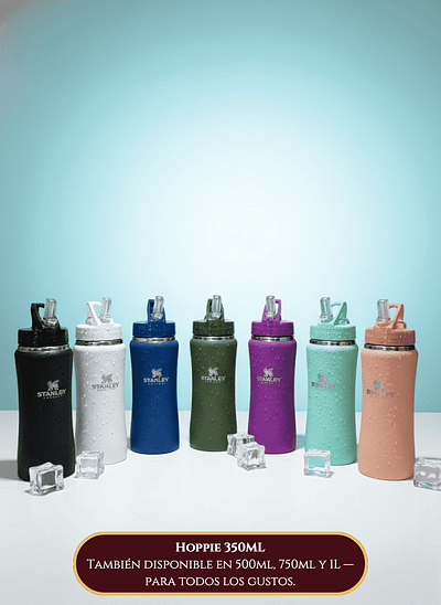 Garrafa térmica STANLEY 350ML com cores variadas, resistente e ideal para todas as ocasiões.